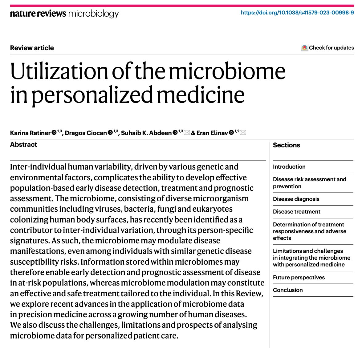 KarinaRatiner's tweet photo. Thrilled to share our review in @NatureRevMicro on the microbiome and its practical medical implications!🧬⚕️🦠🔬Grateful for the brilliant minds of @Suhaib_K_Abdeen, @dragos_ci and @EranElinav who made this exploration both fun and insightful 😊 https://t.co/Itn6rHNvVJ https://t.co/AGLy3hTheZ