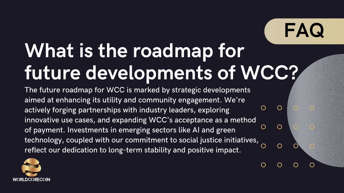 worldcorecoinx's tweet image. 🌐 Curious about $WCC&apos;s future plans? Explore our roadmap for exciting developments! From strategic partnerships to innovative use cases and a commitment to social impact, we&apos;re charting a course for sustainable growth. 💼💡 

#crypto #CryptoRoadmap