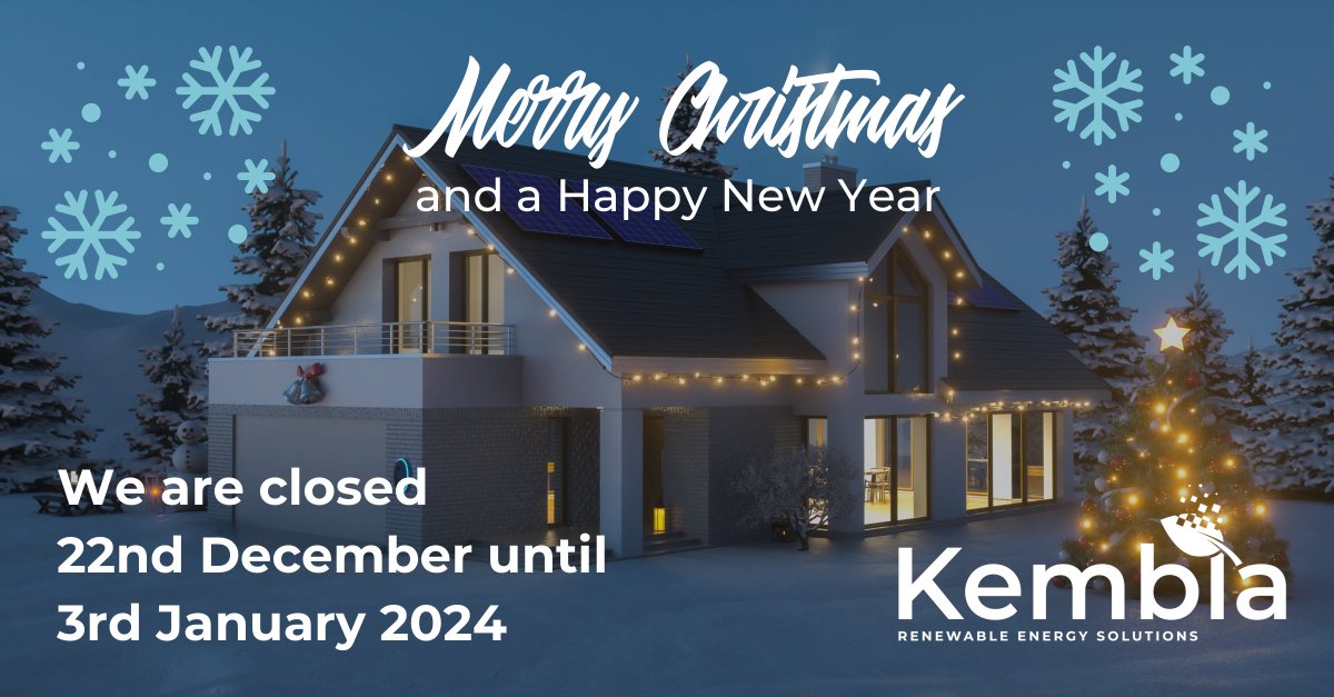 Kembla will be pausing our renewable energy efforts for a brief holiday break from 22nd December to 3rd January.

Wishing everyone a Merry Christmas and a New Year filled with renewed energy and sustainable growth. 🦌🦌🦌🎅

#SolarEnergy #SolarUK