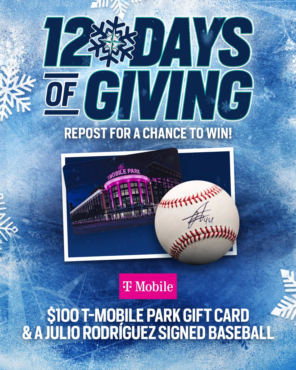 ⚾ REPOST to WIN ⚾️ Hit that repost button for a chance to win a $100 @TMobilePark gift card thanks to @TMobile and a @JRODshow44 autographed baseball! #12DaysOfGivingSweepstakes Must be 18+. No purch. nec. Enter by 11:59pm PT on 12/28/23. atmlb.com/3NnpYfd