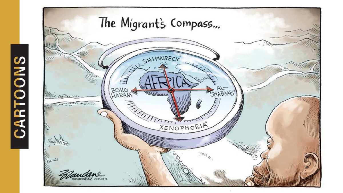 ✊✏️ CARTOONS 💬 To mark #InternationalMigrantsDay, a look at the situation by @brandanrey, #SouthAfrica, for the 2018 award booklet. À l'occasion de la #JourneeInternationaleDesMigrants, un regard sur la situation par @brandanrey, #AfriqueduSud, pour le livret du prix 2018.