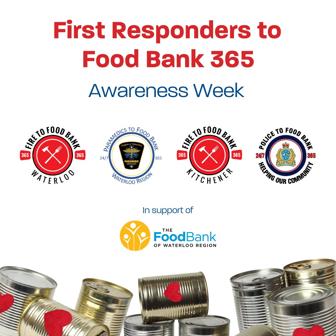 This week, our first responders are aiding @FoodBankWatReg by sorting food donations. Help support Food Bank 365 by donating non-perishables at our stations. Learn more at thefoodbank.ca/firstresponders #FeedWR #FirstResponders #EndHunger