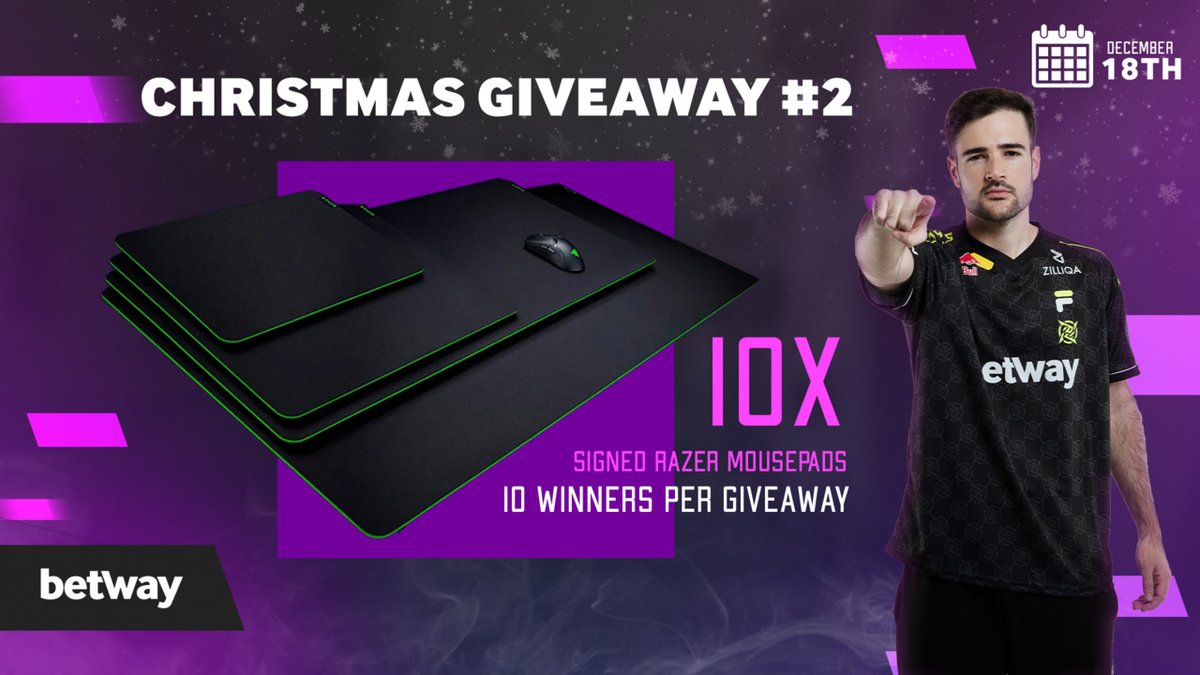BetwayCSGO's tweet image. A real treat incoming - 10x Razer Mousepads signed by @NIPCS players 🥷

How to enter the giveaway? 
🔸 Like this post
🔸 Follow @BetwayCSGO
🔸 RT this tweet

18+ | BeGambleAware.org | T&amp;amp;C’s Apply: blog.betway.com/esports/betway…
