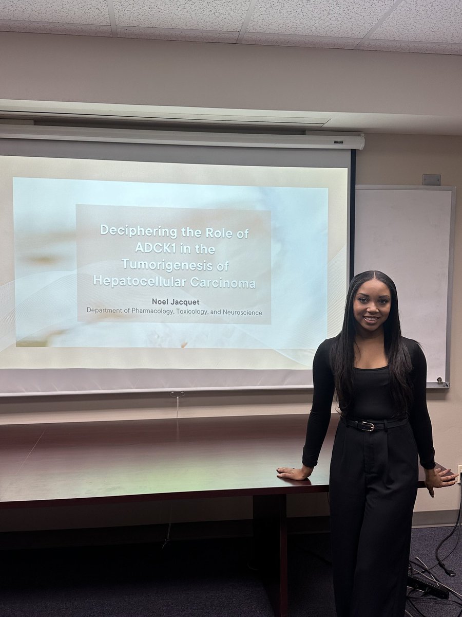 Congratulations to Noel Jacquet, a doctoral candidate in the LSU Health Shreveport Pharmacology, Toxicology, and Neuroscience department, who recently passed her dissertation proposal titled “Deciphering the Role of ADCK1 in the Tumorigenesis of Hepatocellular Carcinoma.”