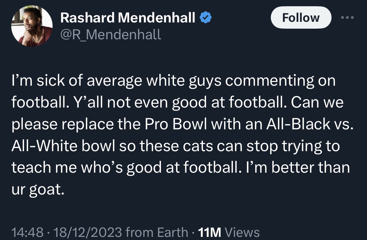 White guys invented the sport, so white guys can comment on it. 

Invent your own sport.