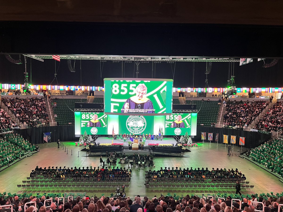 Not everyday that you receive a hon. PhD and give a graduation speech to a full stadium. Thanks to Pres. Woodruff, Prof Jim McCusker and everyone at Michigan State for an amazing day. Most of all, best wishes MSU class of 2023. Go out and make your Spartan family proud! #GoGreen