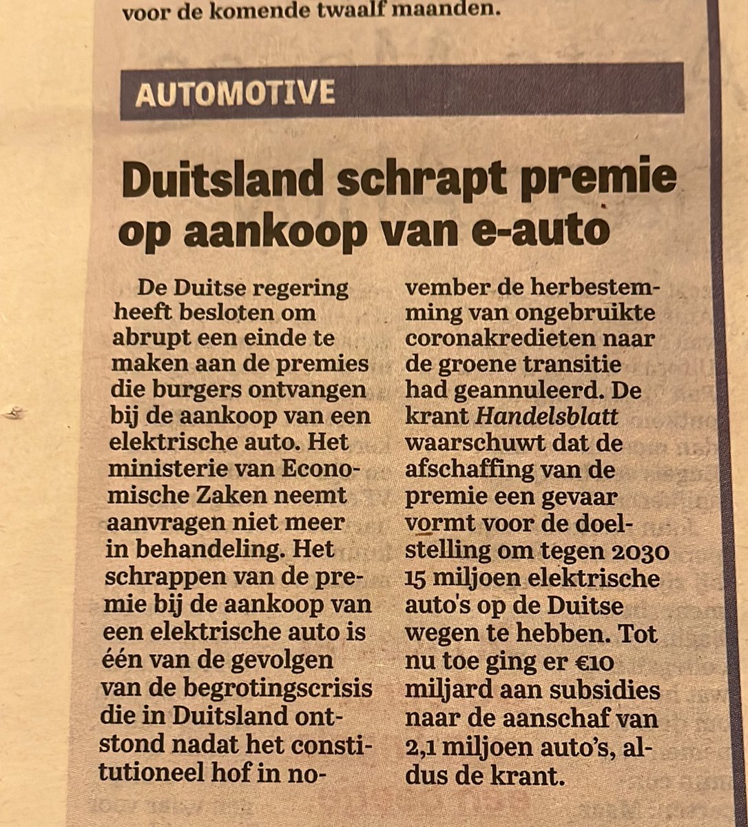 Geen #subsidie geen elektrische auto’s. #groenegekte