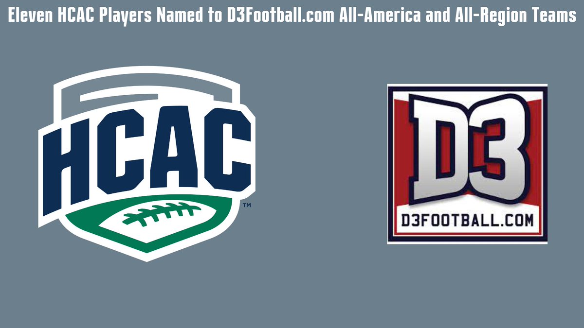 Congrats to the eleven HCAC Athletes who were named to the 2023 D3Football.com All-America and All-Region Teams! Full Release: tinyurl.com/m4nh9zxv #TheHeartofD3 | #D3Football