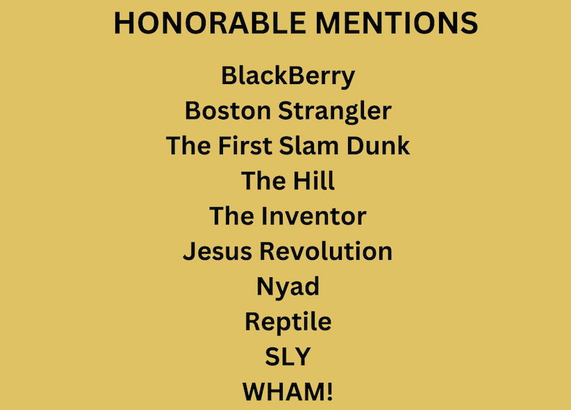 LCJReviews's tweet photo. My 2023 Honorable Mentions. #LCJ10Best Movies of the Year list arrives tomorrow. https://t.co/IvyZ0cpwVK