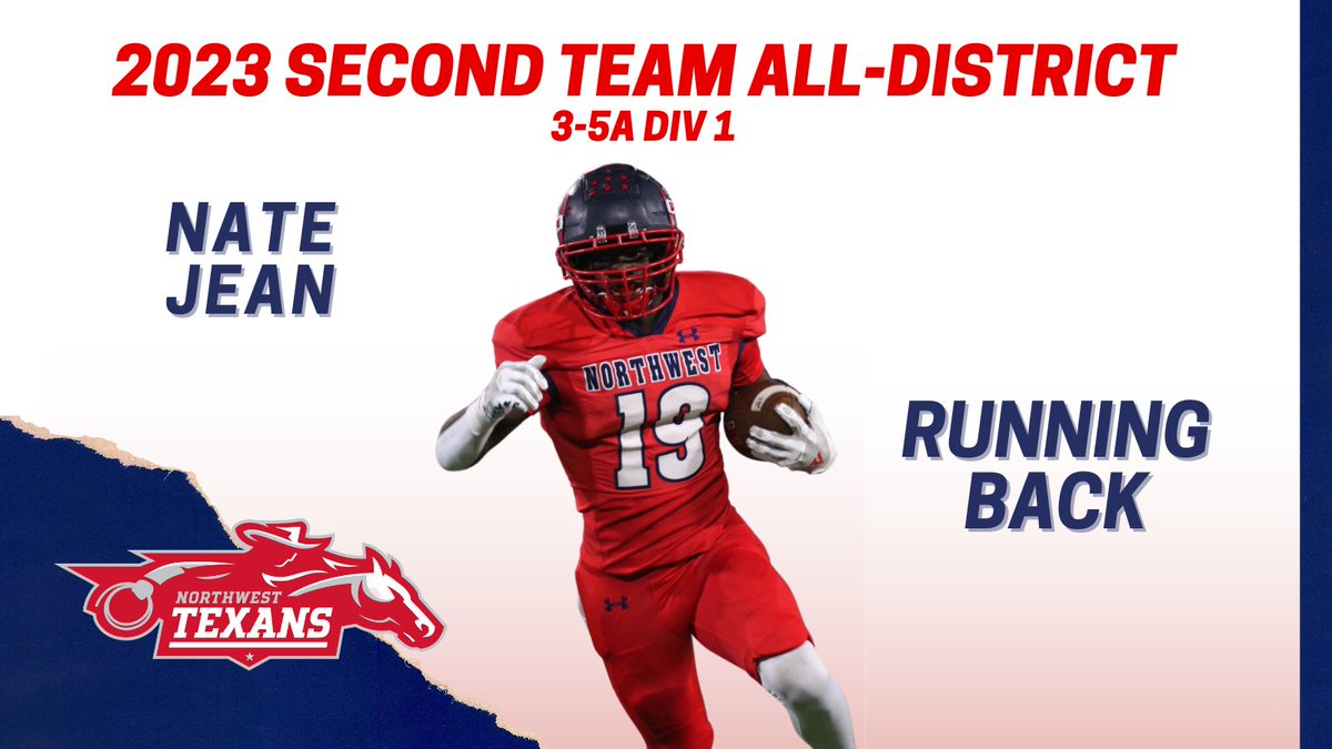 Bill Poe (@coach_bpoe) on Twitter photo Congrats to Nate Jean for making 2nd Team District 3-5A Div 1 Running Back!!
<a href="/NWTexanFootball/">NW Texans Football</a>
<a href="/NHSRecruits/">Northwest High School Football Recruiting</a> Congrats to Nate Jean for making 2nd Team District 3-5A Div 1 Running Back!!
<a href="/NWTexanFootball/">NW Texans Football</a>
<a href="/NHSRecruits/">Northwest High School Football Recruiting</a>