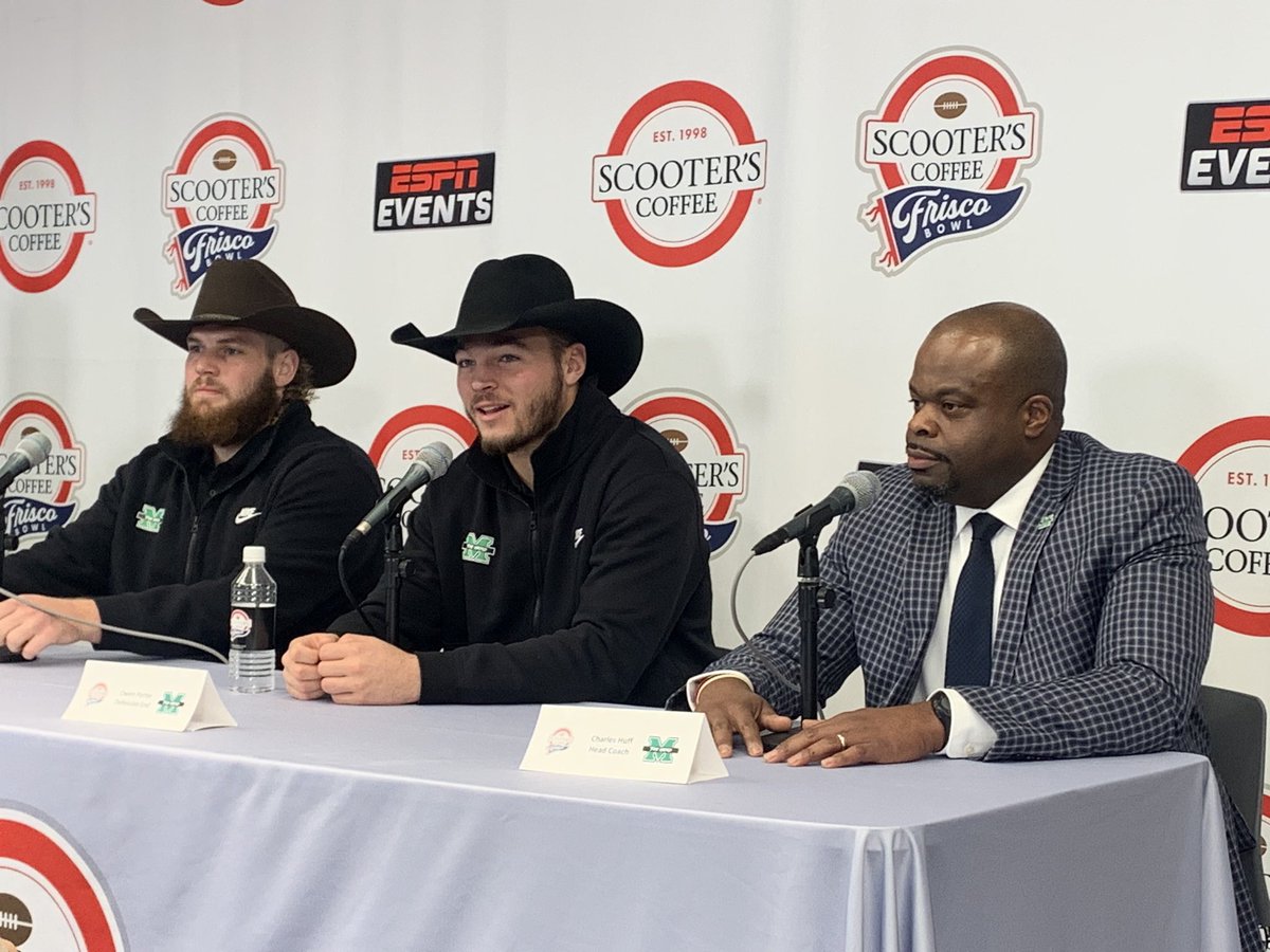 #Marshall DE Owen Porter and OL Logan Osburn have each come in sporting cowboy hats.

“Yeah, I think we’re fitting right in in Texas.” -<a href="/loganosburn4/">Logan Osburn</a>