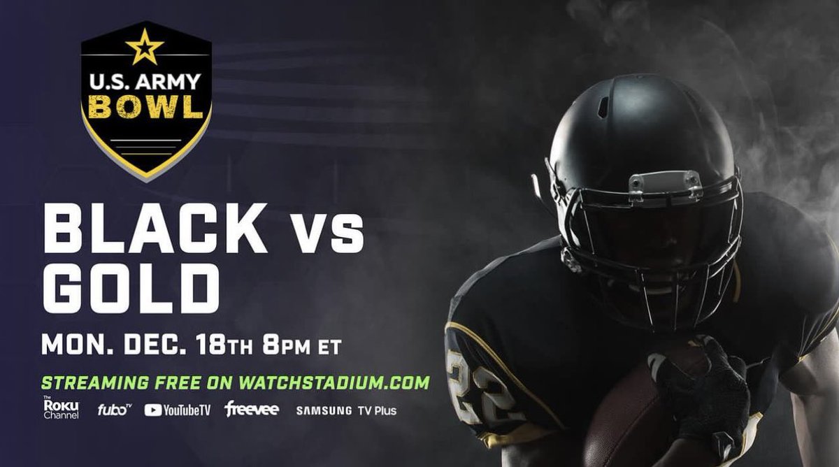 Blessed to be playing for the black team in the <a href="/USArmyBowl/">Military Appreciation Bowl Week</a> today at The Star in Frisco. Excited to show the nation what I can do!