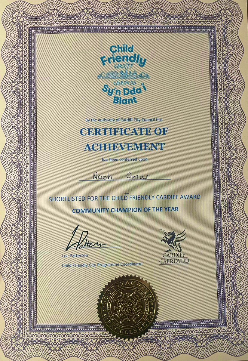 Excited and honored to be nominated and shortlisted for the Child-Friendly Award as Community Champion of the Year. A heartfelt thanks to those who nominated me and everyone involved in creating a positive impact on the lives of young people. 😅