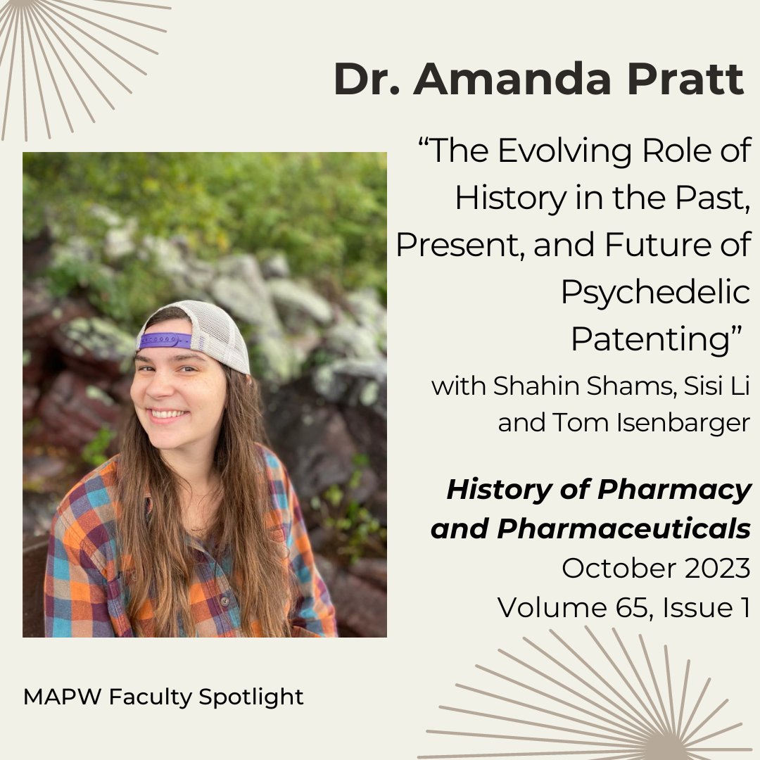 Kennesaw State MAPW (@kenn_state_mapw) on Twitter photo ๐ซMAPW Faculty Spotlight๐ซ
Dr. Amanda Pratt co-wrote an article published in <a href="/HistPharm/">American Institute of the History of Pharmacy</a>! Congratulations, Dr. Pratt! #getyourwriteonย
๐ย More info: hopp.uwpress.org/content/65/1/1โฆ
#kennesawstate #PsychedelicRhetoric #PsychedelicHistory #PsychedelicPatents #PsychedelicIP #PortaSophia ๐ซMAPW Faculty Spotlight๐ซ
Dr. Amanda Pratt co-wrote an article published in <a href="/HistPharm/">American Institute of the History of Pharmacy</a>! Congratulations, Dr. Pratt! #getyourwriteonย
๐ย More info: hopp.uwpress.org/content/65/1/1โฆ
#kennesawstate #PsychedelicRhetoric #PsychedelicHistory #PsychedelicPatents #PsychedelicIP #PortaSophia
