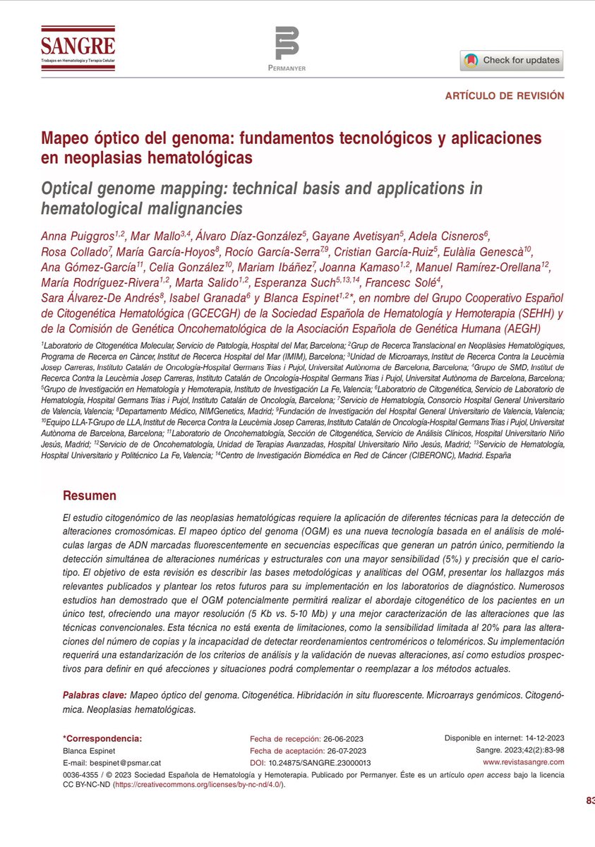 bespinet_HMar (@bespinethmar) on Twitter photo Finalmente disponible el Review de OGM que el Grupo Español de OGM hemos escrito en la revista Sangre!!
doi.org/10.24875/SANGR… <a href="/sehh_es/">@sehh_es</a> <a href="/gcecgh/">GCECGH</a> <a href="/HMar_research/">HMar Research Institute</a> <a href="/hospitaldelmar/">Hospital del Mar</a> <a href="/gretnhe/">Grup de Recerca Translacional Hematologia_GRETNHE</a> <a href="/bionano/">Bionano</a> Finalmente disponible el Review de OGM que el Grupo Español de OGM hemos escrito en la revista Sangre!!
doi.org/10.24875/SANGR… <a href="/sehh_es/">@sehh_es</a> <a href="/gcecgh/">GCECGH</a> <a href="/HMar_research/">HMar Research Institute</a> <a href="/hospitaldelmar/">Hospital del Mar</a> <a href="/gretnhe/">Grup de Recerca Translacional Hematologia_GRETNHE</a> <a href="/bionano/">Bionano</a>