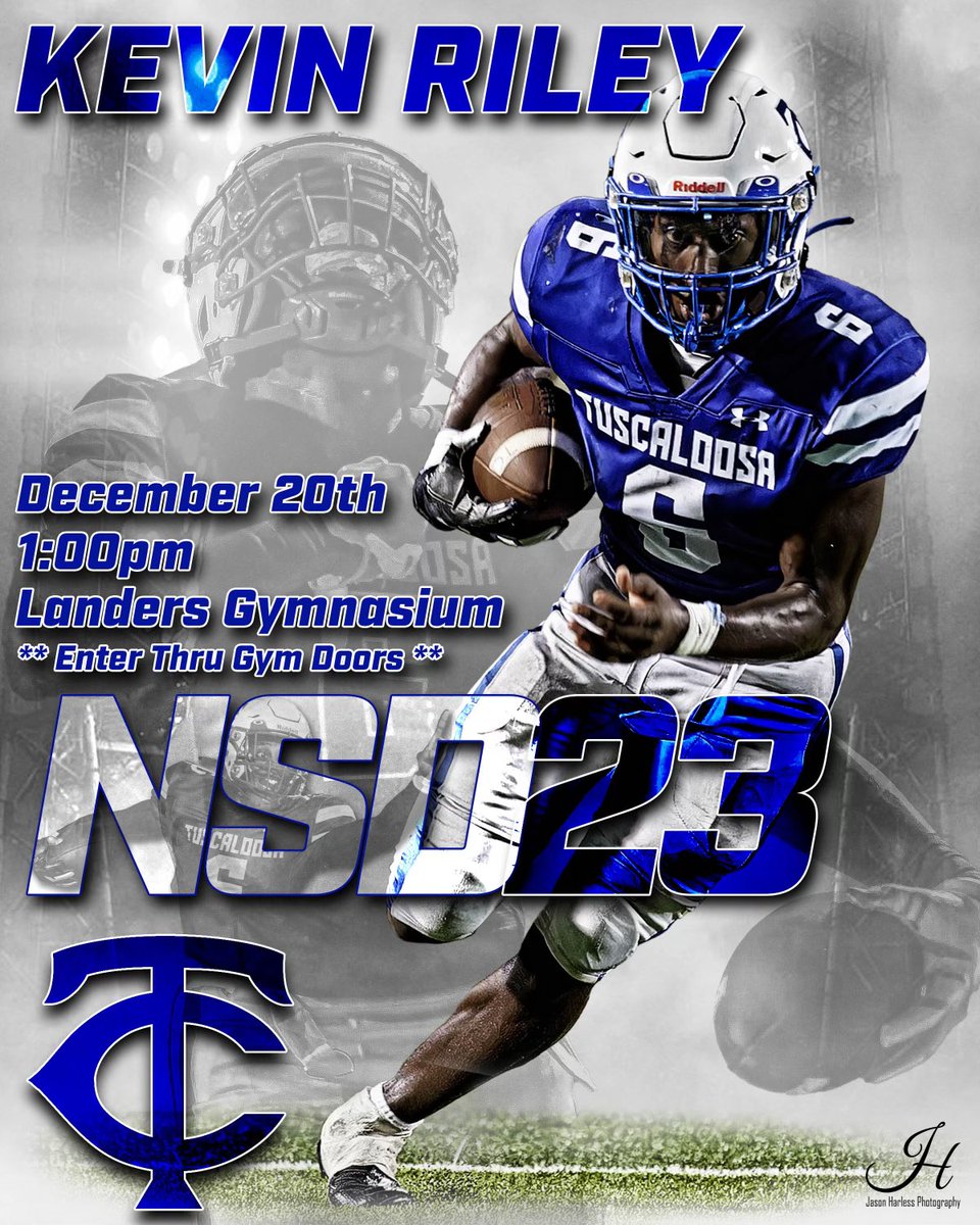 #HappeningThisWeek 
#What - National Signing Day (Early Period)
#Who - Kevin Riley: RB 
#When - December 20th @ 1:00 pm
#Where - Landers Gymnasium @ TCHS
** Enter through the gym doors ***