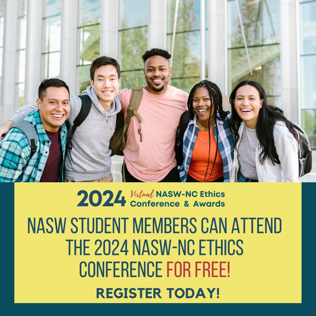 Did you know if you are an NASW student member you can attend the upcoming 2024 Ethics conference for FREE? This year's theme is “Doing Good, Doing Well, & Doing Right: Ethical Responses to Trending Workplace Dilemmas.'⁠ Register on our website today! naswnc.org/page/59