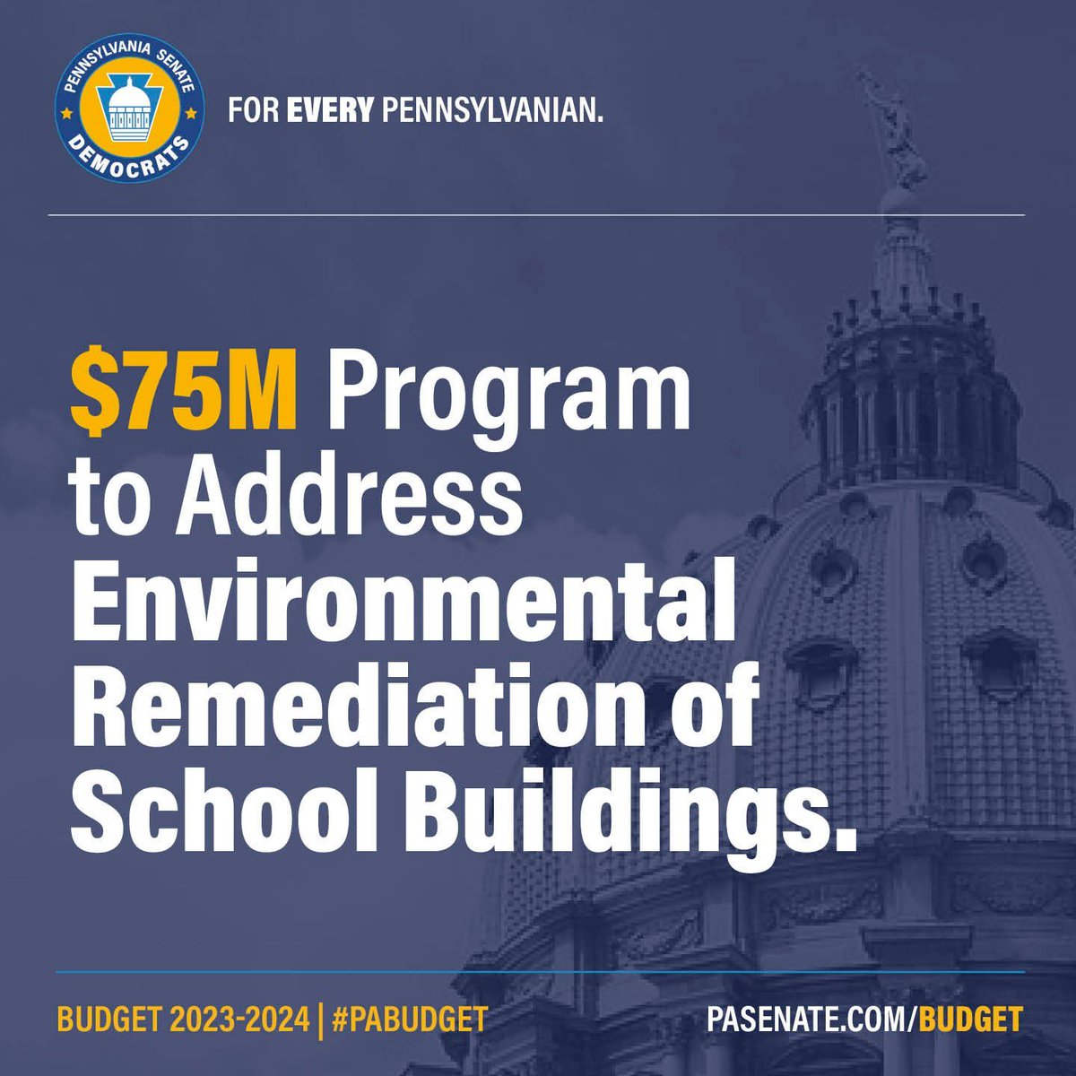 As a part of this year's code bills, we secured $75 million to deal with lead, mold, asbestos, and other environmental hazards in school buildings across PA. I'm so proud our caucus fought for dollars to ensure our educators, staff, and students are safe every day.