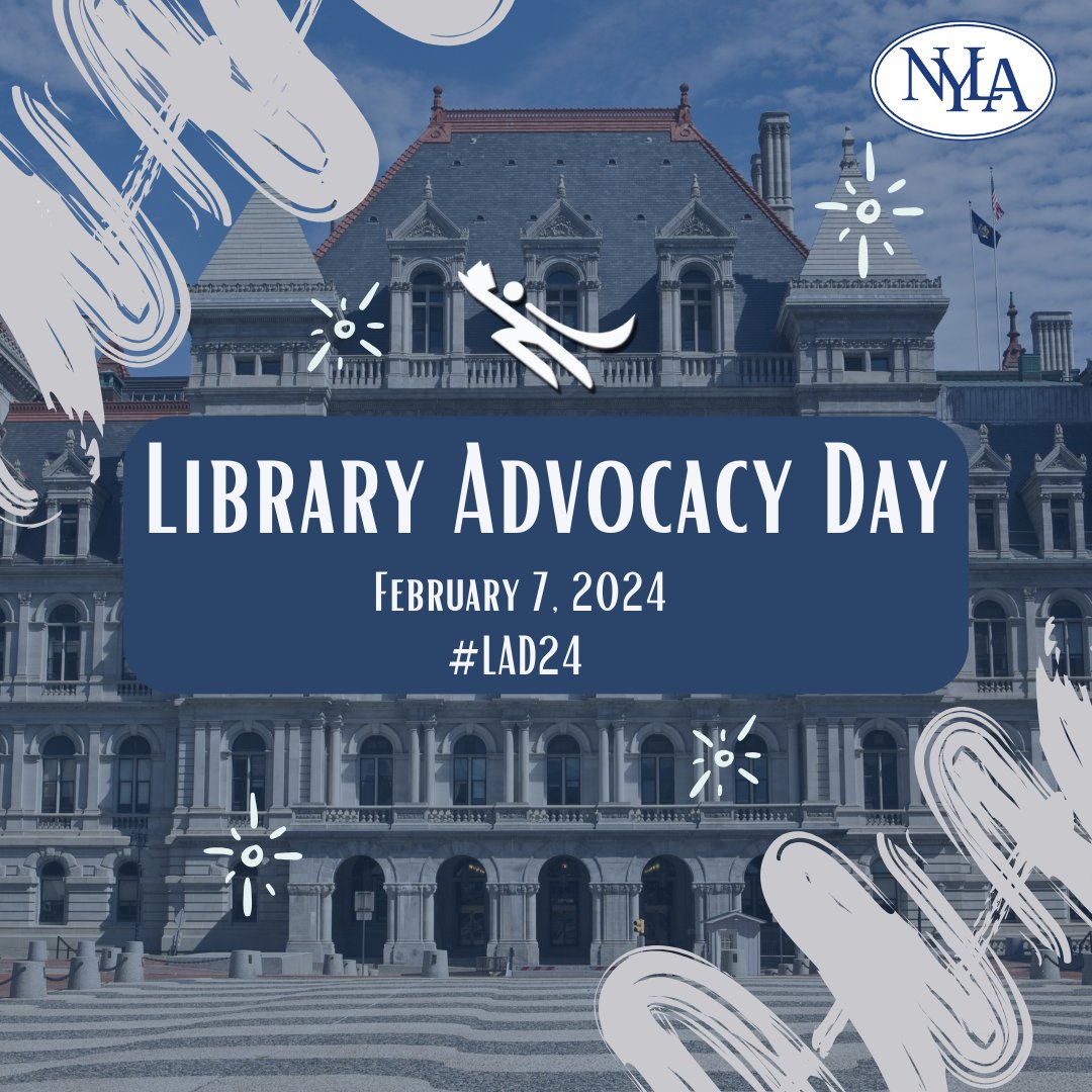 Save The Date! Library Advocacy Day 2024 is February 7th 🎉 NYLA members and library advocates will have the ability to participate in two ways: in-person and virtually! Interested in Pre-Advocacy Day? Make sure to register & learn more about #LAD24 here: nyla.org/nyla-advocacy-…