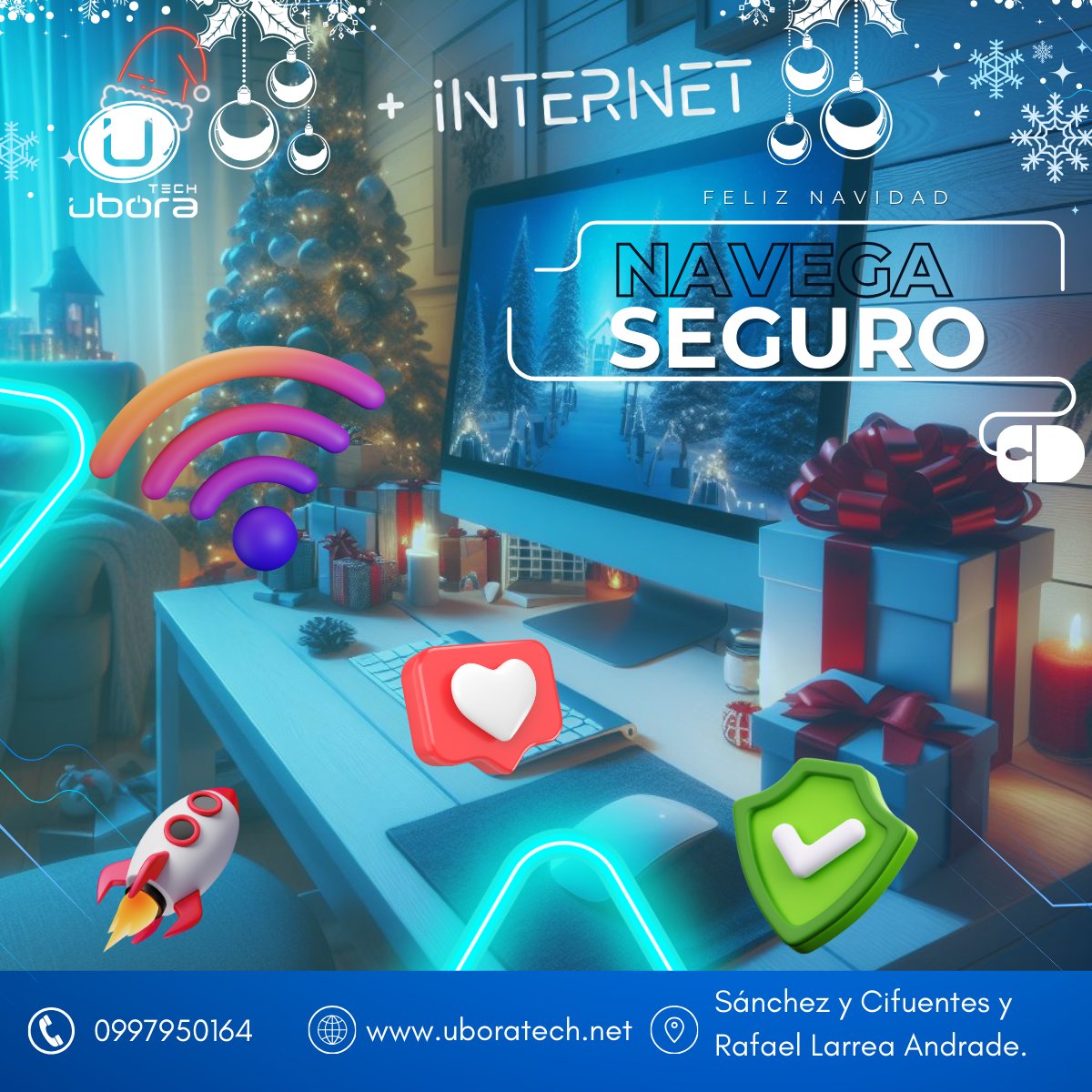 **¡Navidad segura! Compras en línea:
Verifica que la URL comience con https://
Lee opiniones y reseñas
Revisa la información de contacto
Asegúrate de tener una política de devolución
#NavidadSegura #ComprasEnLínea #ConsejosDeSeguridad #FelicesFiestas #Ibarra #uboratech