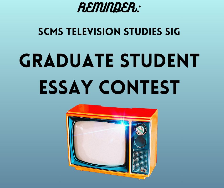 MoSchneids's tweet image. Today&apos;s the day! A reminder that today is the submission deadline for the annual #SCMSTV SIG Graduate Student Essay Contest. Send us those essays! 

Full details and submission instructions here: docs.google.com/document/d/16v…