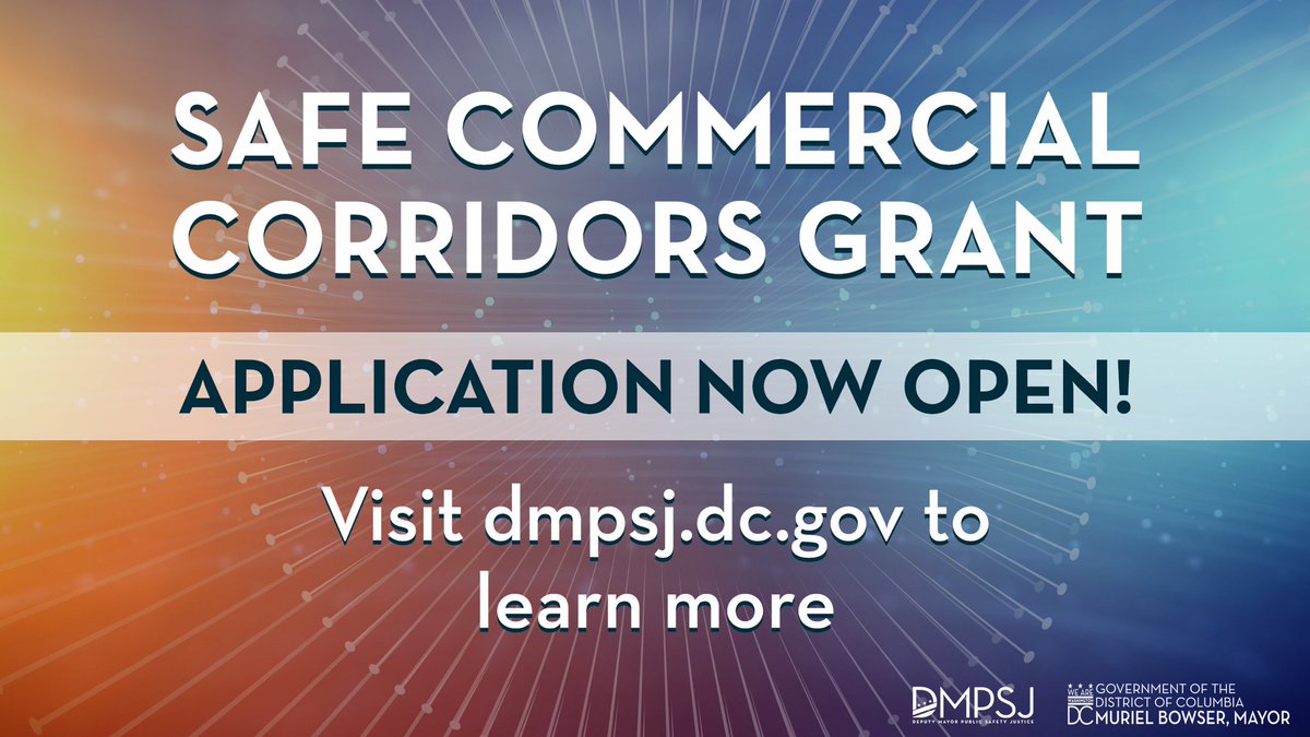 We're committed to supporting groups and organizations that are working to keep our neighborhoods safe. If you're doing something to promote public safety in DC, you may be a good fit for @SafeDC’s Safe Commercial Corridors Grant. Apply before Jan 12➡️dmpsj.dc.gov