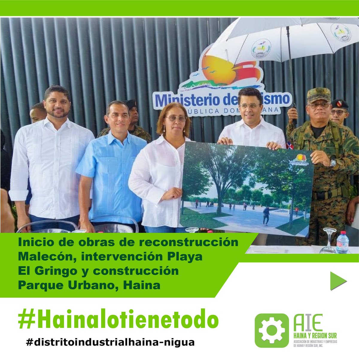 ¡Un reclamo atendido! Acompañamos al Ministro de Turismo <a href="/DavidColladoM/">David Collado</a> en inicio obras desarrollo del turismo en Haina: Reconstrucción Malecón, intervención Playa El Gringo y construcción Parque Urbano #haina #aiehainayelsur <a href="/dirciapaulino/">Dircia Paulino</a> <a href="/napoleon_r/">Napoleón Rodríguez</a>