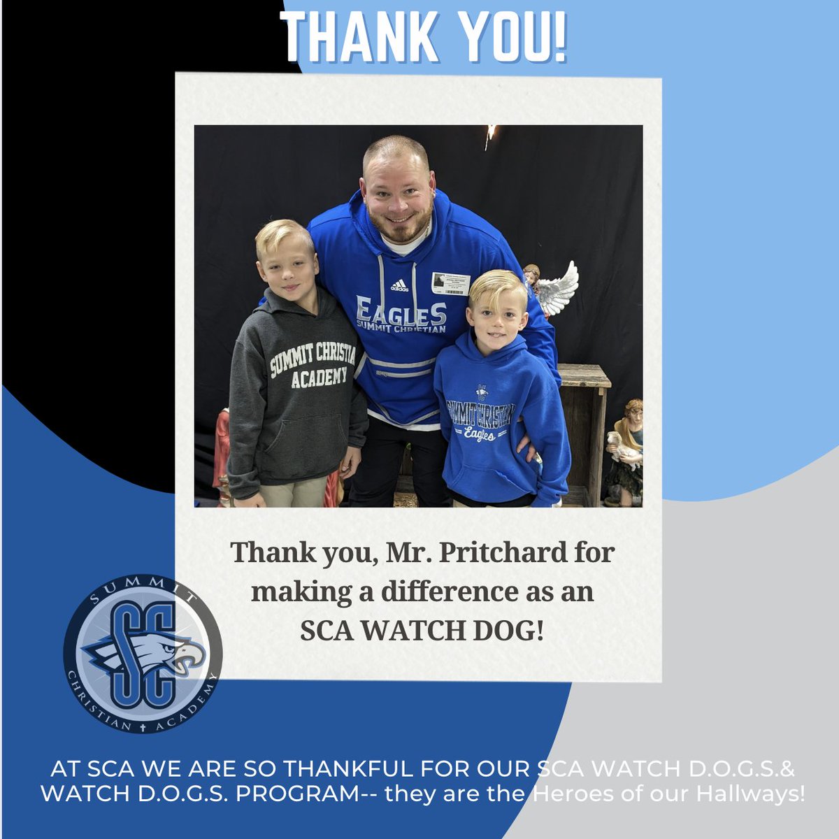 summitacademye1's tweet photo. Thank you Mr. Pritchard for sharing your time and day with SCA on December 14 and volunteering as an SCA WATCH DOG. This is such a blessing to our school and YOU are making a difference in our school and in the lives of the students!! THANK YOU! #SCACommunity #SCA2324 #AllIn4Him https://t.co/ChfAREZIW3