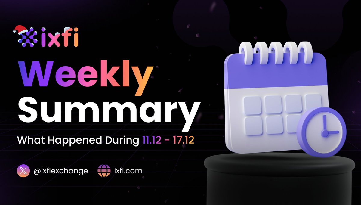 ixfiexchange's tweet photo. 1/6 🗓️ Weekly Summary: 11.12 - 17.12

We've added new trading pairs, listed exciting tokens, updated our services, and wrapped up our #IXFINFT campaign!

🧵 Let's dive in 👇 https://t.co/dOCUPs6N7X