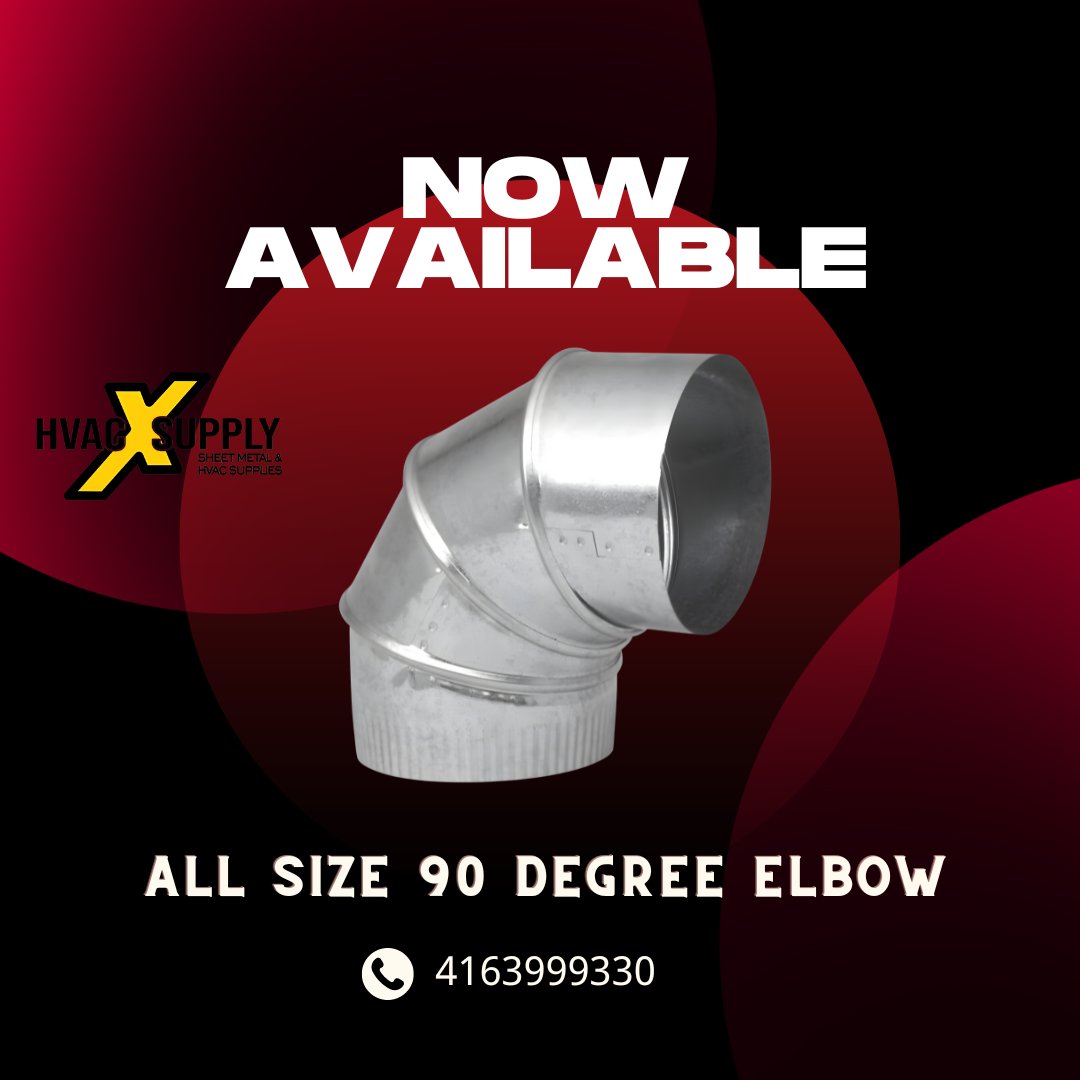 New in stock! 🌟 Diverse sizes of 90-degree elbow sheet metals are now available at HVAC X Supply. Get the quality you need for your #HVAC projects. Call 4163999330 to grab yours! #HVACsupplies #EfficientAirflow
