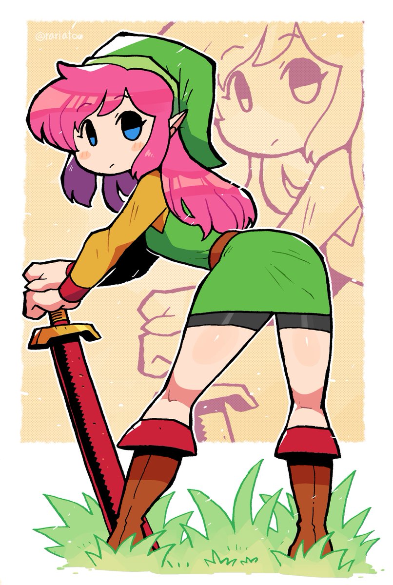リンク絵/Pink hair Link art