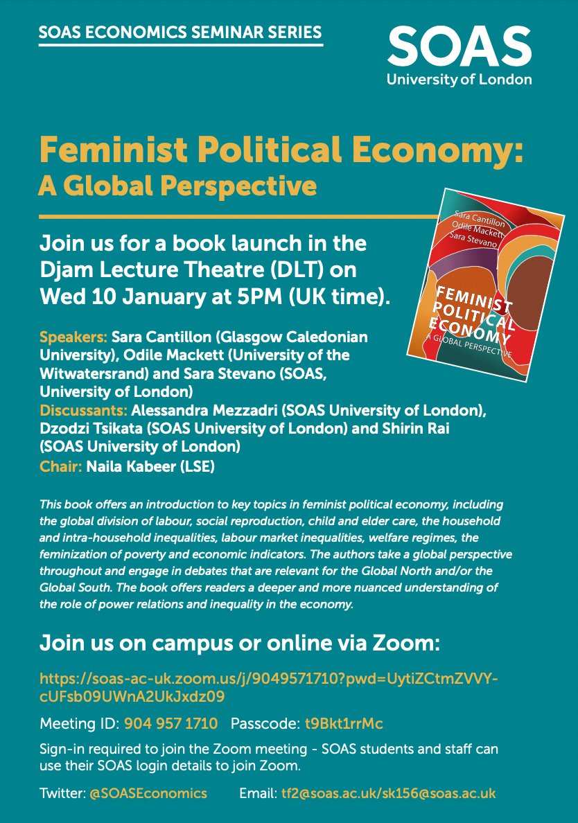 Alessandra Mezzadri (@feministonmarx) on Twitter photo Folks, get prepared as this is happening on January 10th 5.00pm. Great book launch of 'Feminist Political Economy:a Global Perspective' by Sara Cantillon, <a href="/OdileMackett/">Odile Mackett</a> & <a href="/SaraStevano/">Sara Stevano</a>! Honoured to act as discussant with <a href="/DzodziTsikata/">Dzodzi Tsikata</a> @ShirinMRai - chaired by <a href="/N_Kabeer/">Naila Kabeer</a> 👇🔥💚 Folks, get prepared as this is happening on January 10th 5.00pm. Great book launch of 'Feminist Political Economy:a Global Perspective' by Sara Cantillon, <a href="/OdileMackett/">Odile Mackett</a> & <a href="/SaraStevano/">Sara Stevano</a>! Honoured to act as discussant with <a href="/DzodziTsikata/">Dzodzi Tsikata</a> @ShirinMRai - chaired by <a href="/N_Kabeer/">Naila Kabeer</a> 👇🔥💚