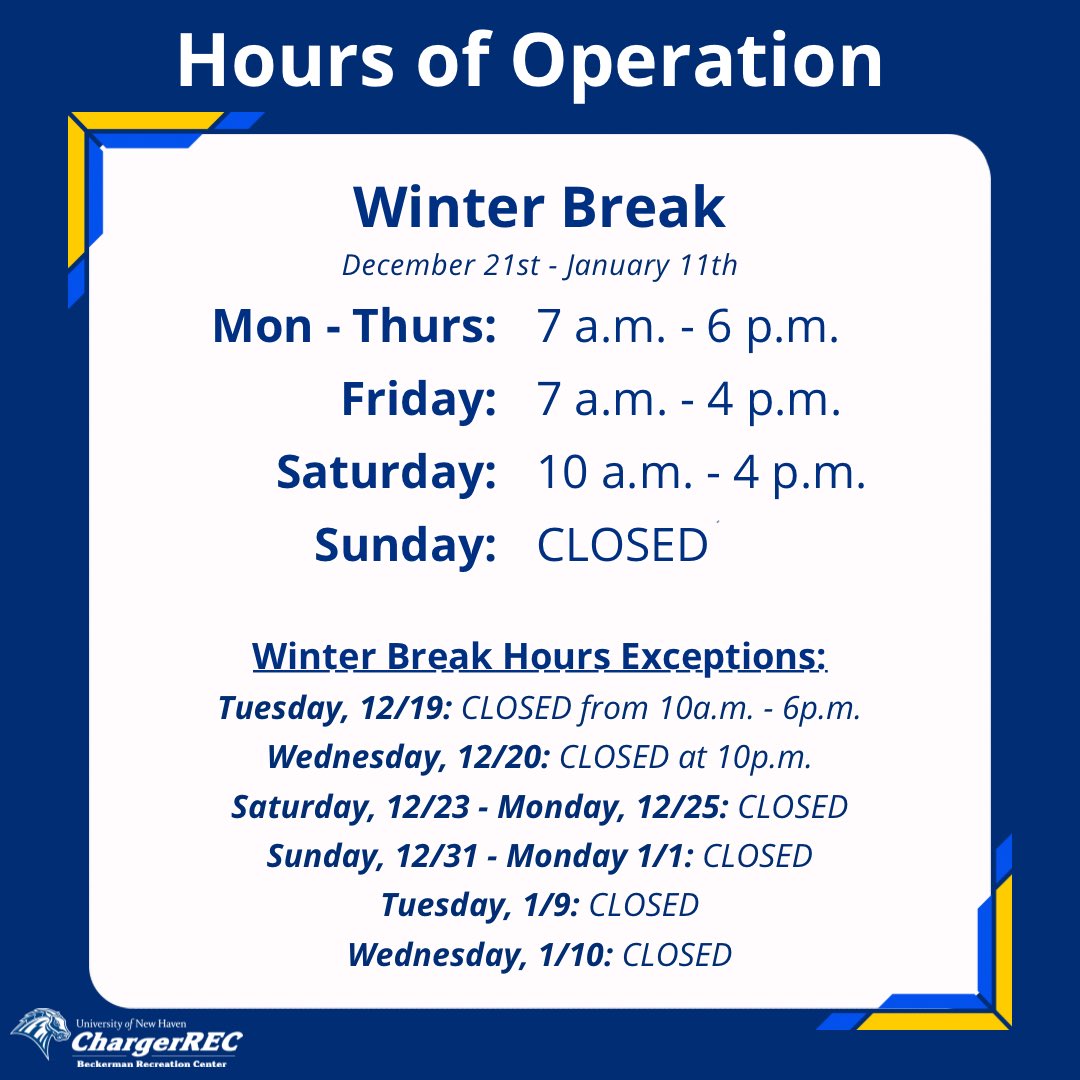 🚨WINTER BREAK HOURS🚨