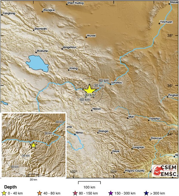 A 6.1 magnitude earthquake occurred in China #earthquake #china #deprem #ChinaPneumonia #Weather #EarthquakeNews #QinghaiBorder