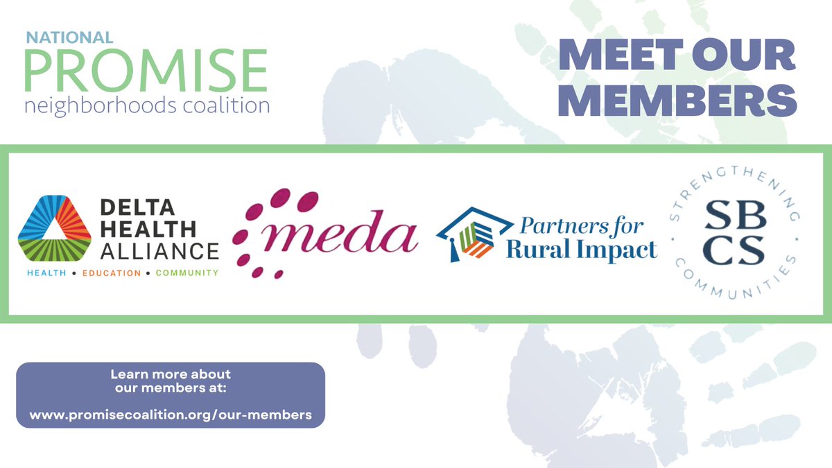 Have you met our founding members yet? 👋 @medasf in Calif., @PartnersRural in Ky., @SBCSSanDiego in Calif., and @dhaorg in Miss. joined together in 2022 in partnership with the @WJWInstitute at @hczorg & @SavetheChildren. #edfunding #promiseneighborhoods #cradletocareer