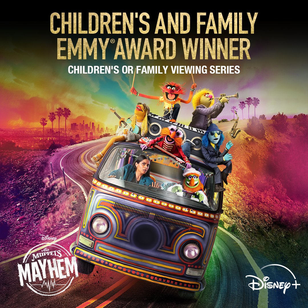 This ROCKS!! Congratulations to the cast and crew of #TheMuppetsMayhem, winner of the Children's and Family Emmy Award for Outstanding Children's or Family Viewing Series! 🤘🎸🌟 #ChildrensEmmys