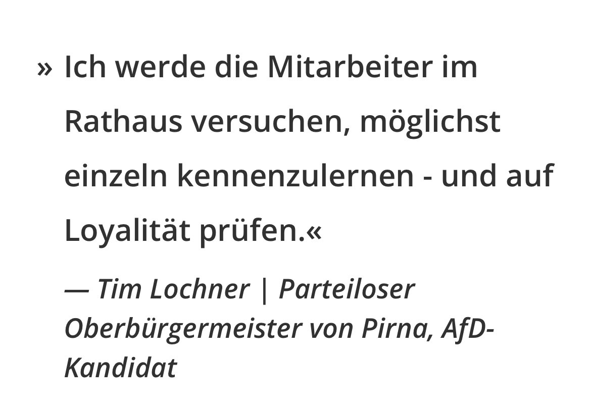 An alle Mitarbeiter:innen im Rathaus von #Pirna: Wer diese Loyalitätsprüfung nicht besteht, ist in #Neumünster herzlich willkommen.