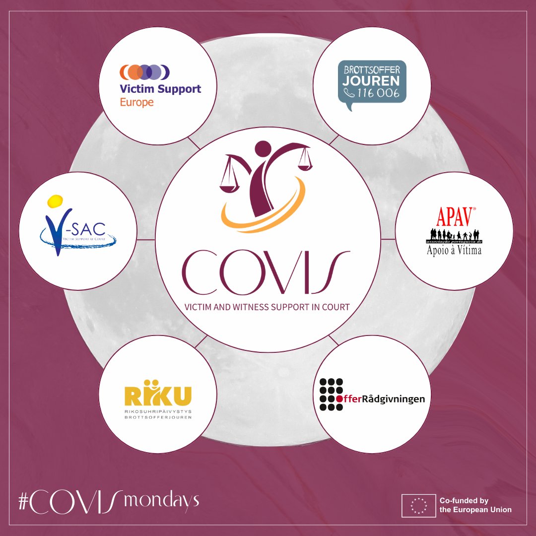 We're thrilled to introduce our incredible partners in the COVIS Project!

🇪🇺  #VictimSupportEU 🇸🇪 @brottsofferjour 
🇮🇪 @Vsac_Ireland 🇵🇹@APAV_Online
🇫🇮@rikosuhrit 🇩🇰@offer_danmark

 #COVISMONDAYS #JusticeForVictimsJusticeForAll #SafeJustice