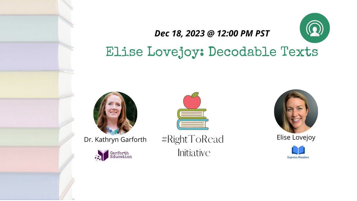 Right To Read Initiative (@r2rinitiative) on Twitter photo Join Dr. Kathryn Garforth and Elise Lovejoy <a href="/ExpressReaders/">Express Readers</a> as they talk about decodable texts today at 12:00 pm PST.
Link: bit.ly/482ZHev
#right2readinitiative Join Dr. Kathryn Garforth and Elise Lovejoy <a href="/ExpressReaders/">Express Readers</a> as they talk about decodable texts today at 12:00 pm PST.
Link: bit.ly/482ZHev
#right2readinitiative