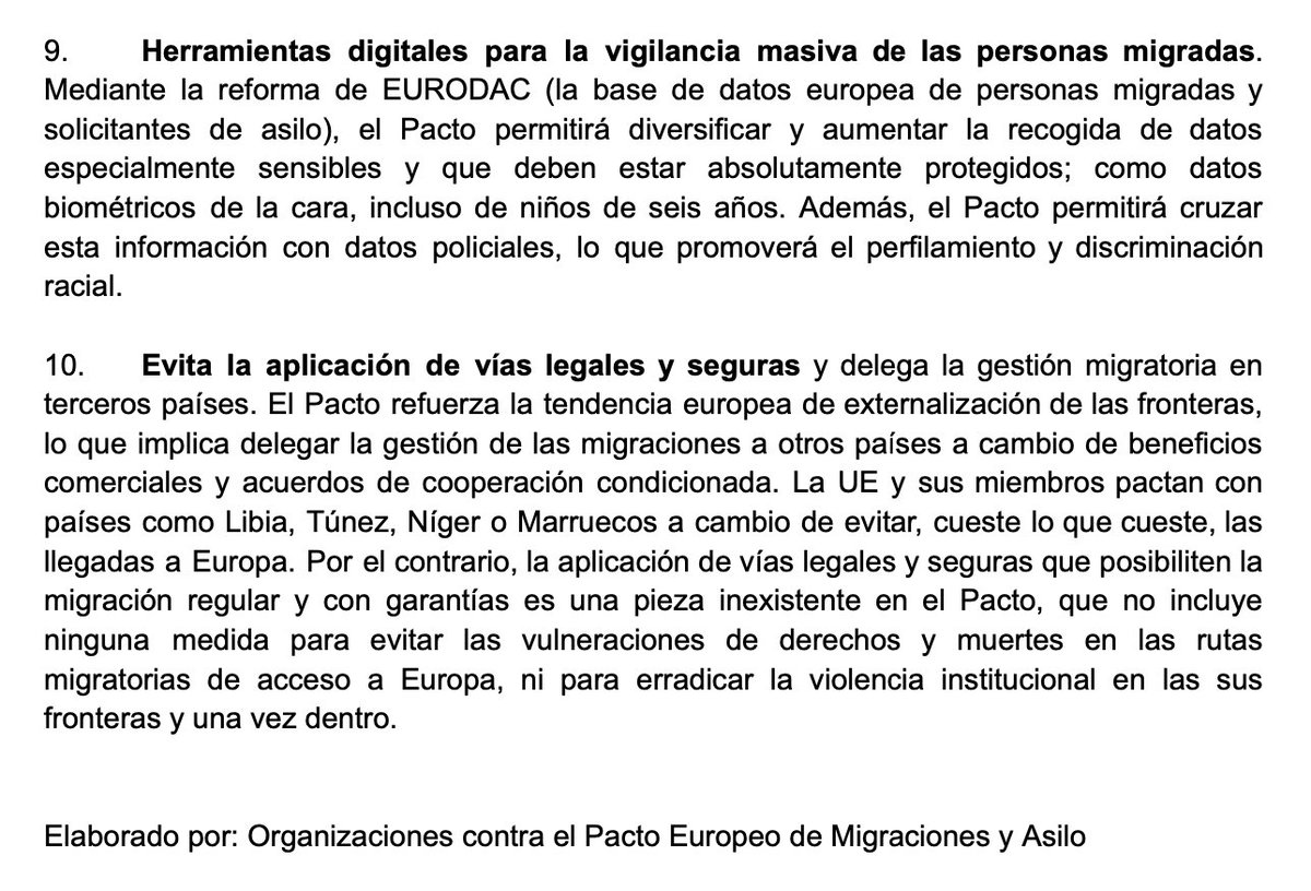 Avui, Dia Mundial de la Persona Migrant, compartim el decàleg sobre el nou Pacte Europeu de Migracions i Asil  elaborat per una plataforma d'organitzacions contra el Pacte.