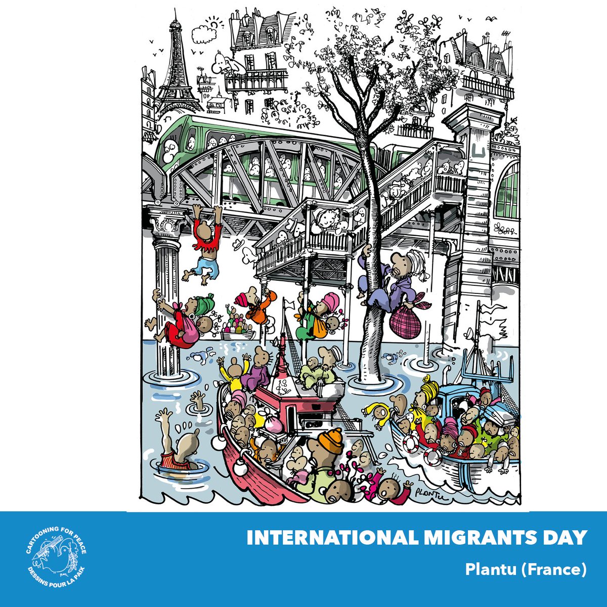 [INTERNATIONAL MIGRANTS DAY] Cartooning for Peace celebrates International #Migrants Day with cartoons. Discover a selection of cartoons from the #EnjeuxHumains exhibition at @citemiroir in Liège until 28 January: cartooningforpeace.org/en/evenements/…