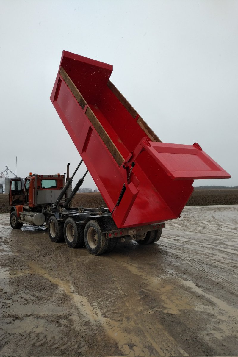 We make gravel Dumpbox for dump truck or Hooklift. All hardox steel,tapered box, oak boards, custom color,  custom tailgate.