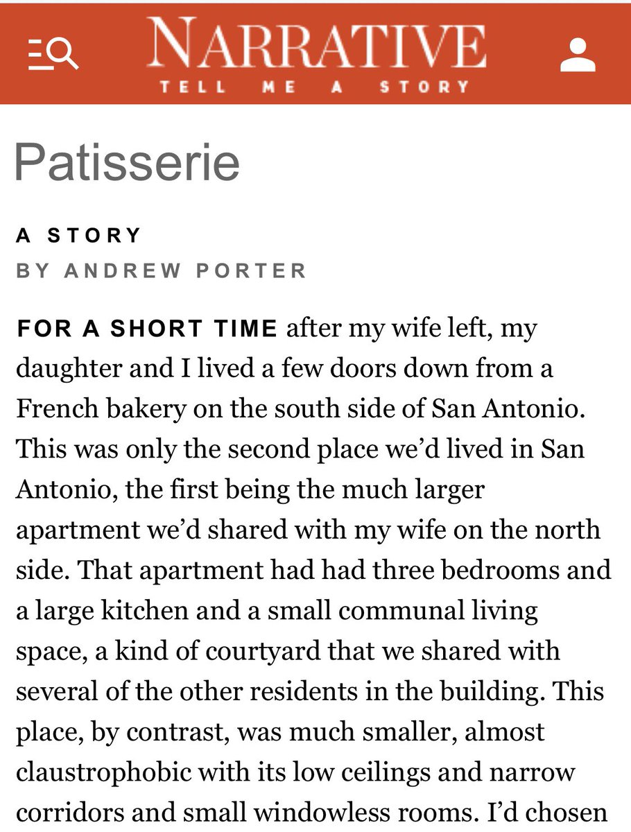 Thrilled to have a new story, “Patisserie,” published in @NarrativeMag. You can read it here: narri.tv/3qRZrik