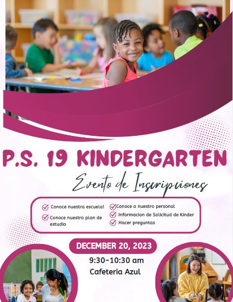 Join us for 24Q019's Kindergarten Admission Info Event this Wednesday!! December 20, 2023 @NYC_District24 @NYCSchools #Kindergarten #application #education