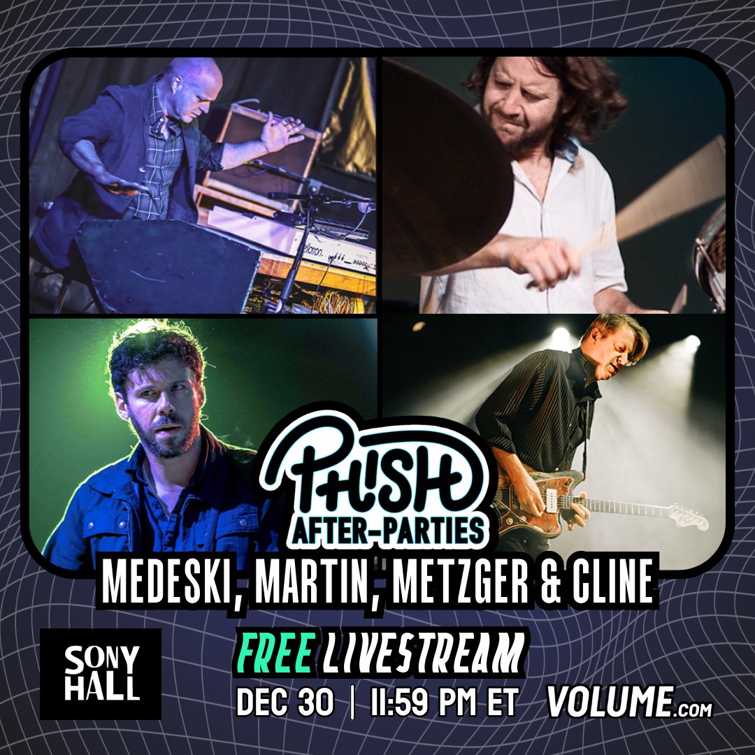 Looking forward to this NYC show with @Billymartin, @nelscline, & @scottmetzger! If you are not able to make it to @sonyhall for the Phish After-Party on 12/30, then grab your free ticket for the Volume.com livestream! FREE tix here --> volume.com/t/SIeQOW