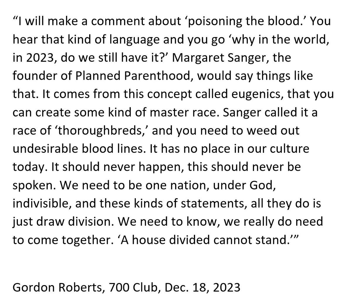 'It comes from this concept called eugenics…It has no place in our culture today…This should never be spoken' @CBNGordon Robertson on @700club, on former President Trump's comments describing immigrants as 'poisoning the blood of our country' www2.cbn.com/video/shows/70… (at 15:49)