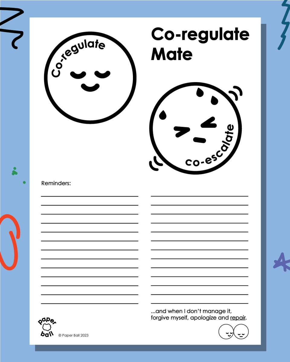 👍 to co-regulation, but it can be hard when things feel extreme. We find it useful to keep track of the things that help us. 'Co-regulation Mate' sheet available to download paperballscotland.etsy.com/uk/listing/163… #coregulation #carerresources #parentresources #teacherresources #Empathy