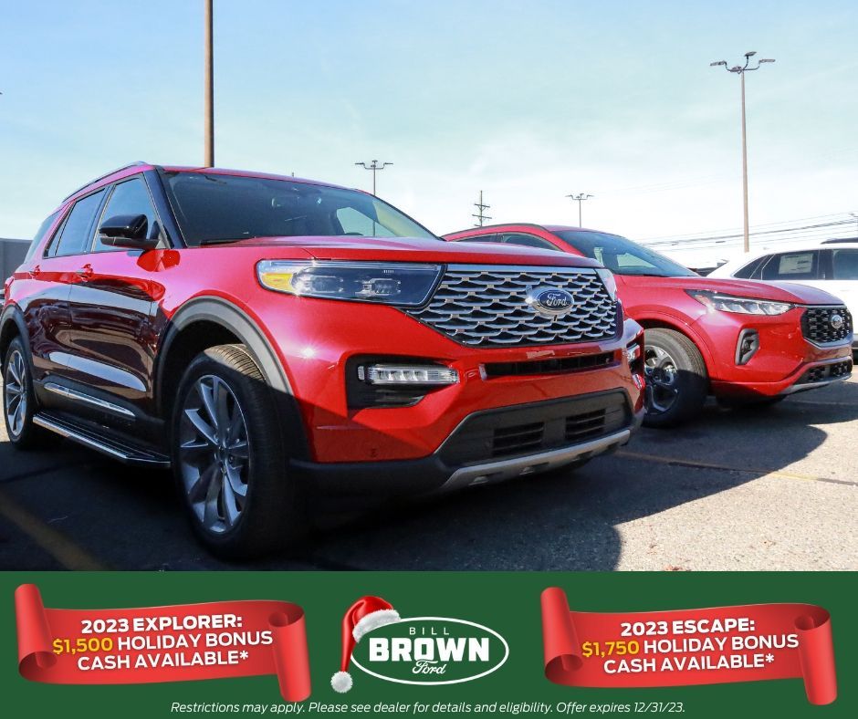 BillBrownFord's tweet image. Create unforgettable holiday traditions when leasing your new #2023Explorer or #2023Escape from #BillBrownFord in Livonia, MI. 

Browse the Bill Brown Ford #SUV TrueView inventory: buff.ly/3Nv1n8i

*Restrictions apply. Please see the dealer for details. Expires 12/31/23.*