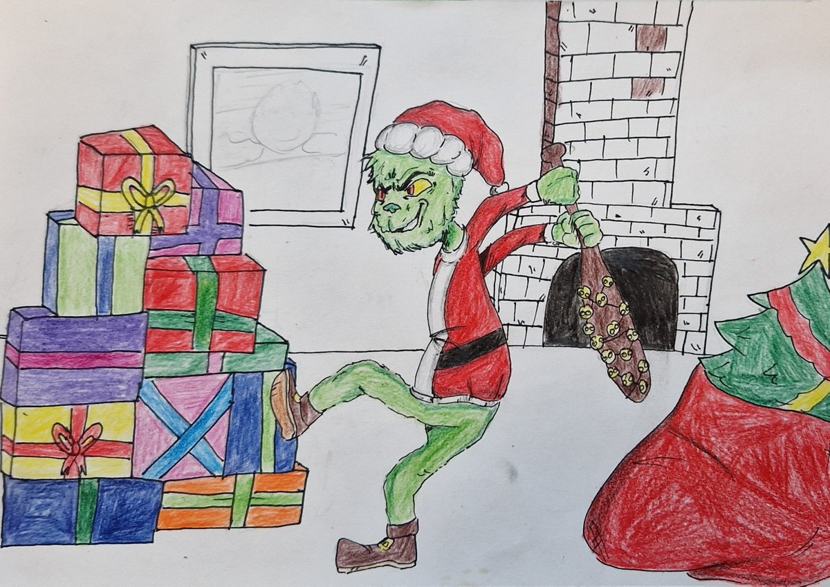 BGE pupils are feeling festive creating these excellent Grinch drawings for @StMungosAcademy Christmas art competition! Well done S1-3 🌟