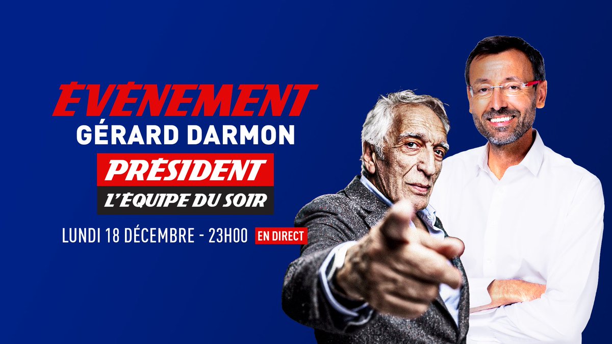 ⭐️Ce soir, Gérard Darmon est l'invité exceptionnel d'Olivier Ménard et le président de <a href="/lequipedusoir/">L'Équipe du soir</a> !

⏰RDV de 23h à 01h sur <a href="/lachainelequipe/">la chaine L'Équipe</a> en compagnie de <a href="/jomicoud/">Johan</a>, Jérôme Alonzo, Eric Blanc et <a href="/B_Quarez/">Benjamin Quarez</a>.